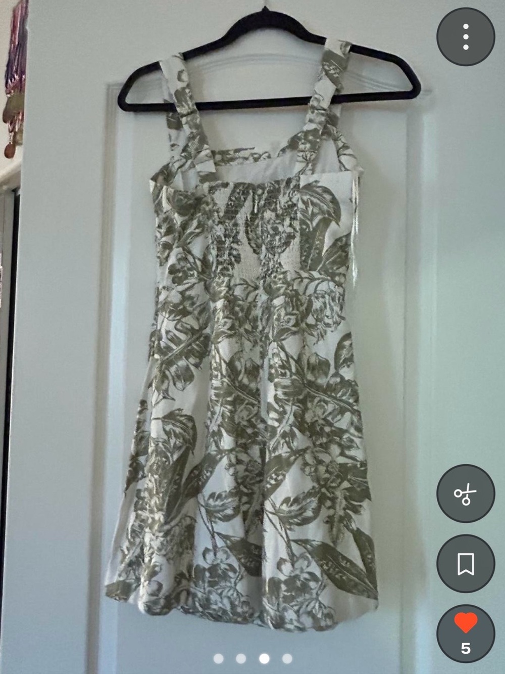 Abercrombie & Fitch Cream Dress with Olive Floral Print - Picture 3 of 3